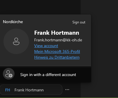 Konto anzeigen Option