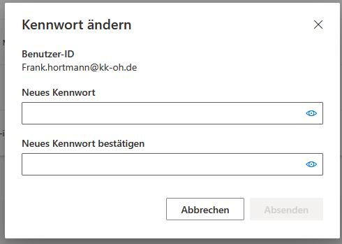 Aktuelles Passwort eingeben